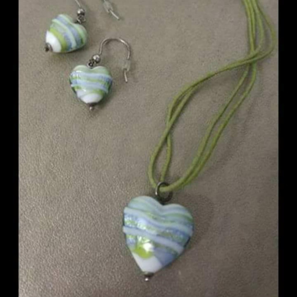 Sterling silver Venitian Glass set - Picture 1 of 1